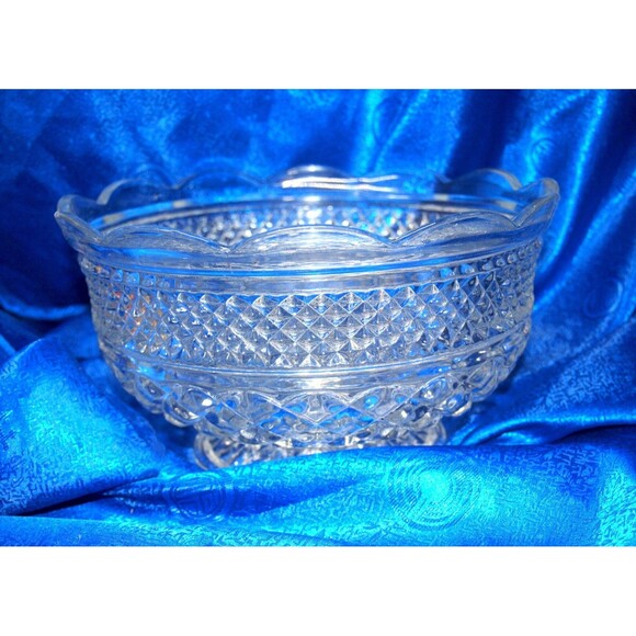 VTG Anchor Hocking Wexford 10" Footed Centerpiece Fruit Bowl With Original Box! - Picture 2 of 7